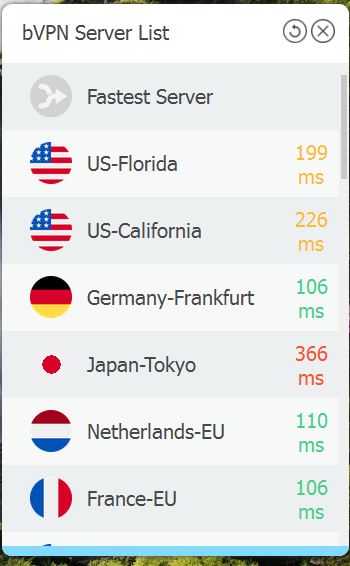 bvpn server list 2